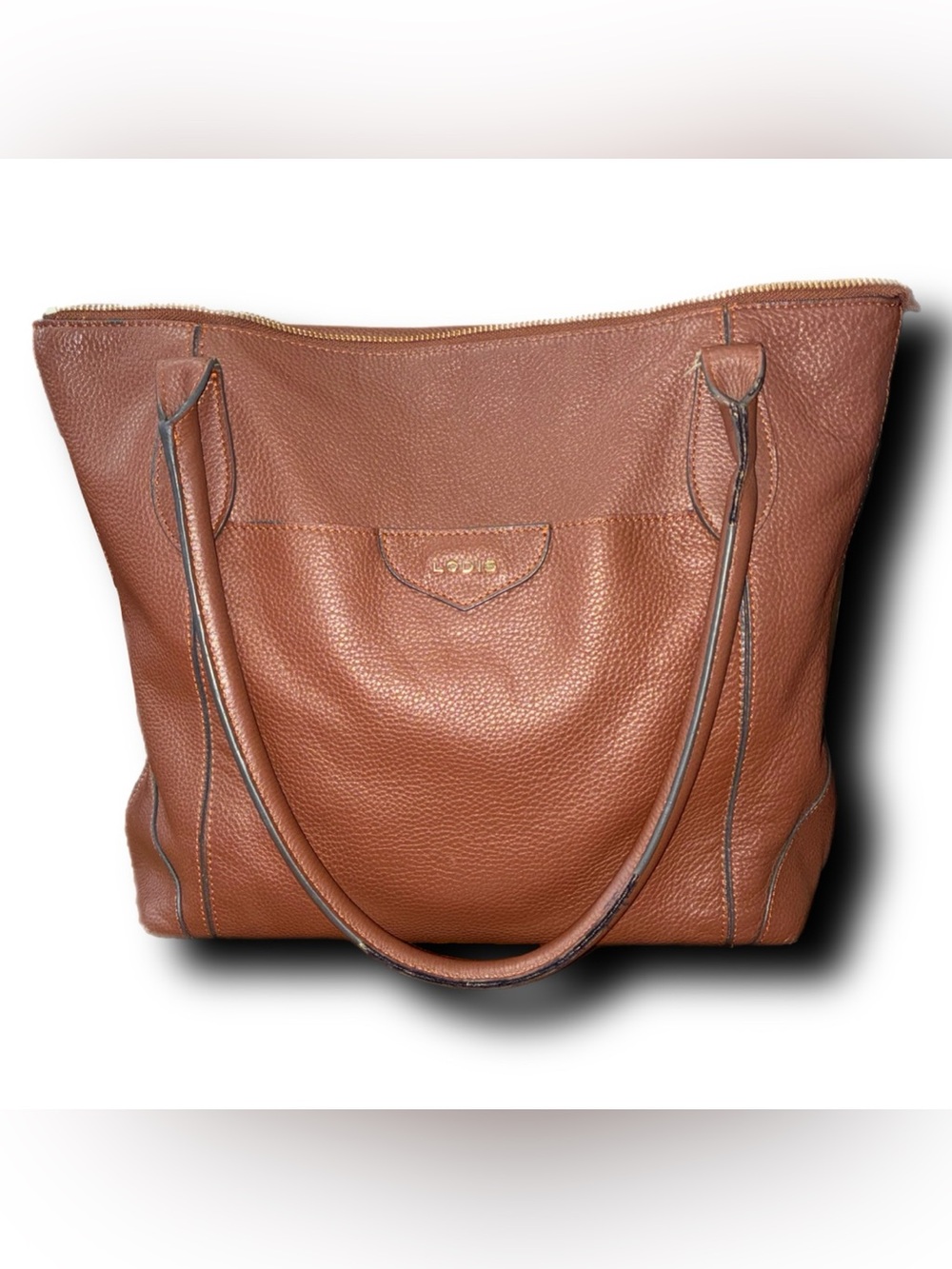 Lodis Kiera Brown Pebbled Leather Tote Bag